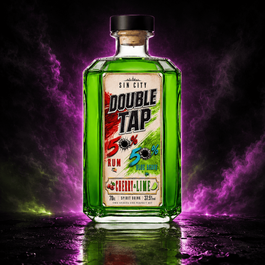DOUBLE TAP 50% Rum & 50% Blue Agave Cherry & Lime - Ultra Premium Spirits - SIN CITY SPIRITS